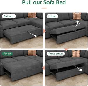 <span class=keywords><strong>Sofa</strong></span> Modular korduroi berbentuk L, <span class=keywords><strong>Sofa</strong></span> bagian konvertibel untuk ruang tamu, <span class=keywords><strong>Sofa</strong></span> tidur Pull-Out dengan kupon tempat duduk penyimpanan - Product Image 5
