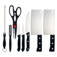 Ensemble de 8 couteaux de chef multifonctionnels, lavables au lave-vaisselle, manche en plastique, acier inoxydable, avec ciseaux