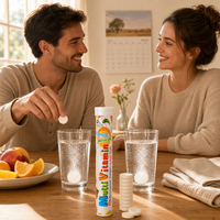 Comprimés effervescents de vitamines OEM, marque privée, plusieurs saveurs, complément alimentaire quotidien pour adultes, emballage personnalisé
