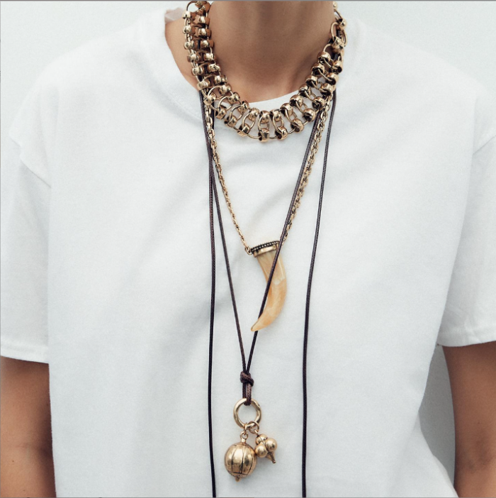 ZAA BOHEMIA Multi-Layer Animal Horn Corner Pendant Necklace