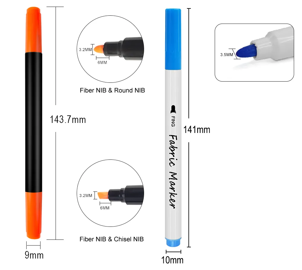 KHY KH2800-Set de pintura permanente de 2MM, conjunto textil de 24 colores para imprimir en camisetas, rotuladores de tela de arte para niños