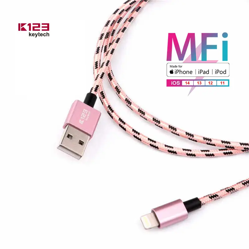 1m 3ft עמיד MFi ניילון קלוע טעינת כבל 2.4A C48 מחבר עבור iphone 6 טעינת כבל