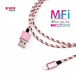 สายชาร์จไนลอนถัก MFi ทนทาน1M 3ft,สายชาร์จ2.4A C48สำหรับ Iphone 6