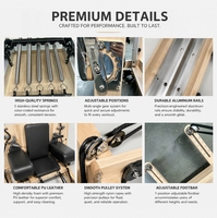 MJD Fitness Factory Grosir Alat Pilates Reformer Lipat dari Kayu Maple Solid, Tempat Latihan Inti Pilates Lipat yang Dapat Disesuaikan