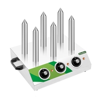Chauffe-panini et bâtonnets à hot-dogs 6 fers, thermostat réglable, 900W, en acier inoxydable, pour table, maintien au chaud 24h