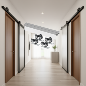 Kit de quincaillerie pour porte coulissante à double rail de 6 pieds en alliage d'aluminium, système 2 portes pour portes de placards intérieurs - Product Image 3