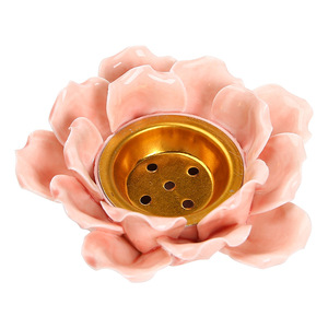 Brûleur d'encens créatif en céramique, forme de fleur de lotus islamique arabe, brûleur d'encens en métal, porte-bougie en céramique pour bougie chauffe-plat, pour intérieur - Product Image 3