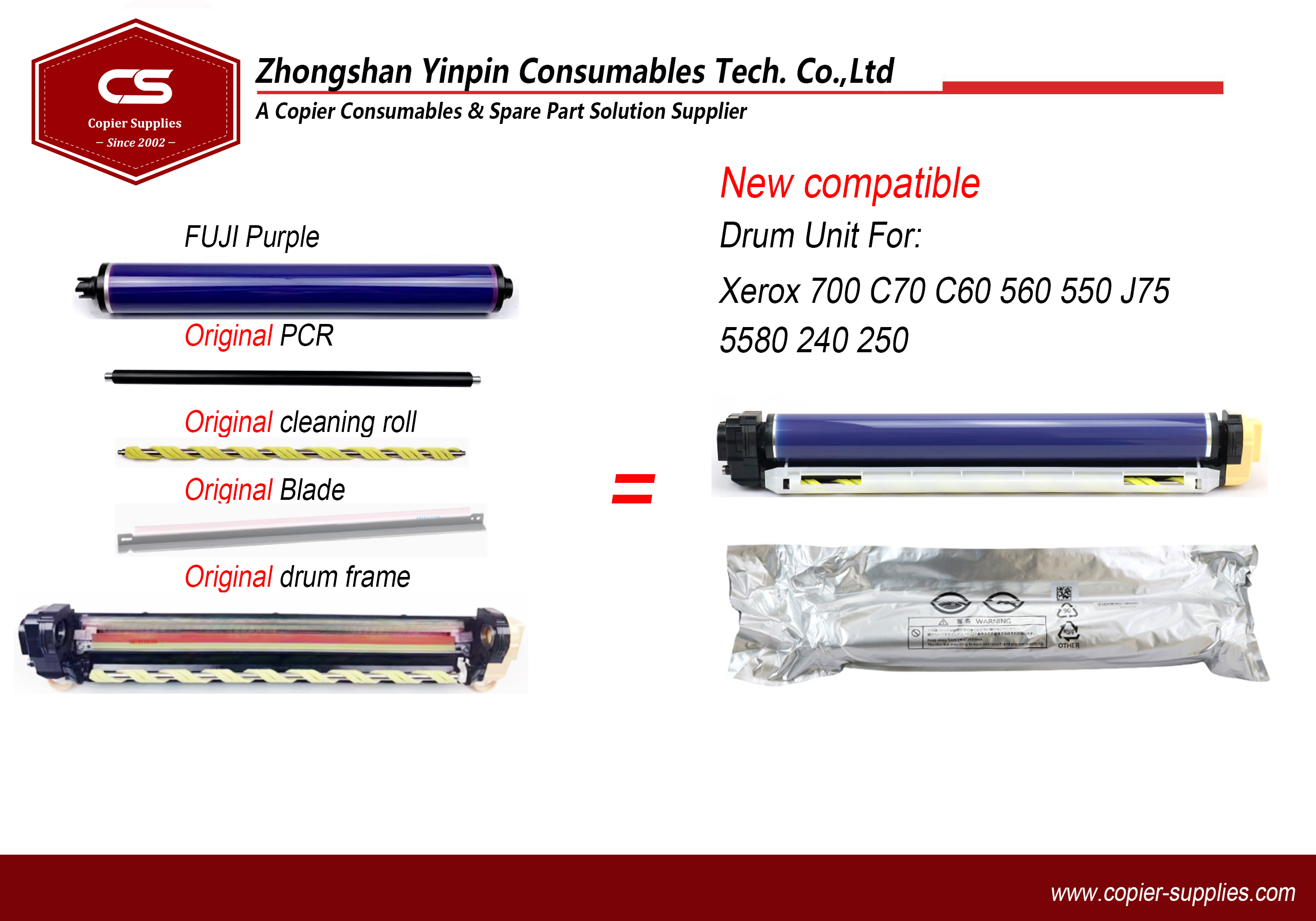 Cartouche Tambour Xerox Noir 013R00655 – Neuve – Compatible Docucolor 700