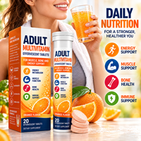 Tablet Multivitamin Efervesen Dewasa dengan Vitamin C 1000mg D3 Kalsium Magnesium Seng Rasa Jeruk Pasokan OEM
