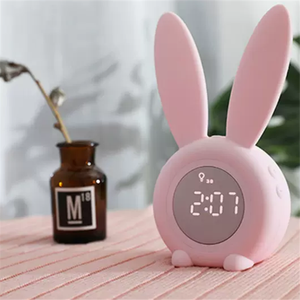 Bán buôn USB phí Silicone mềm Dễ Thương Thỏ Shape LED hiển thị kỹ thuật số ngủ đào tạo thức dậy ánh sáng đồng hồ báo thức - Product Image 5