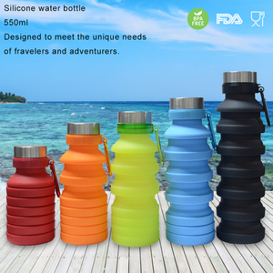 Bouteille d'eau en silicone de qualité alimentaire 550 ml, résistante et souple, compatible lave-vaisselle, tasse en silicone pour le camping, vente en gros, MOQ 300 - Product Image 5