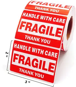 Bán Buôn Xử Lý Với Chăm Sóc Vận Chuyển Đỏ Cảnh Báo Dễ Vỡ Nhãn Dán CuộN - Product Image 1