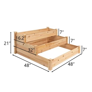 Factory3 Jardinière surélevée moderne à 3 niveaux <span class=keywords><strong>en</strong></span> <span class=keywords><strong>bois</strong></span> de pin pour fleurs et légumes 48x48x21" Haute Qualité Non Revêtue <span class=keywords><strong>En</strong></span> Promotion - Product Image 1