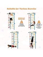 Tour d'escalade intérieure 5 en 1 pour enfants, échelle suédoise murale avec barre de traction, anneaux de gymnastique et échelle en corde pour tout-petits