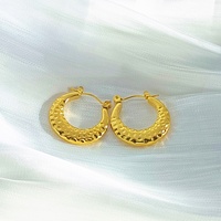 Boucles d'oreilles tendance en acier inoxydable plaqué or 18 carats pour femme, style simple et luxueux, best-seller transfrontalier