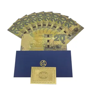 Kuwait 20money collection golden bill 24k gold plated foil banknote in promotion