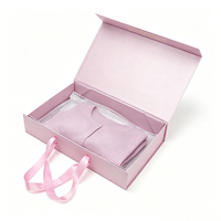 Boîte cadeau magnétique pliable rectangulaire avec logo personnalisé, finition mate, en carton rose avec ruban, pour vêtements, chaussettes, vente en gros