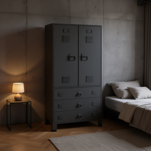 Armario Metálico Industrial Color Antracita, 35.4x19.7x70.9 Pulgadas, con Cerradura, Mueble para Dormitorio - Product Image 2