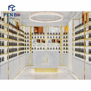 Custom Multiplex Roestvrijstalen Geur Parfum Display Plank Kleine Winkel Parfum Winkel Modern Design Luxe Showcase Voor Winkel - Product Image 1