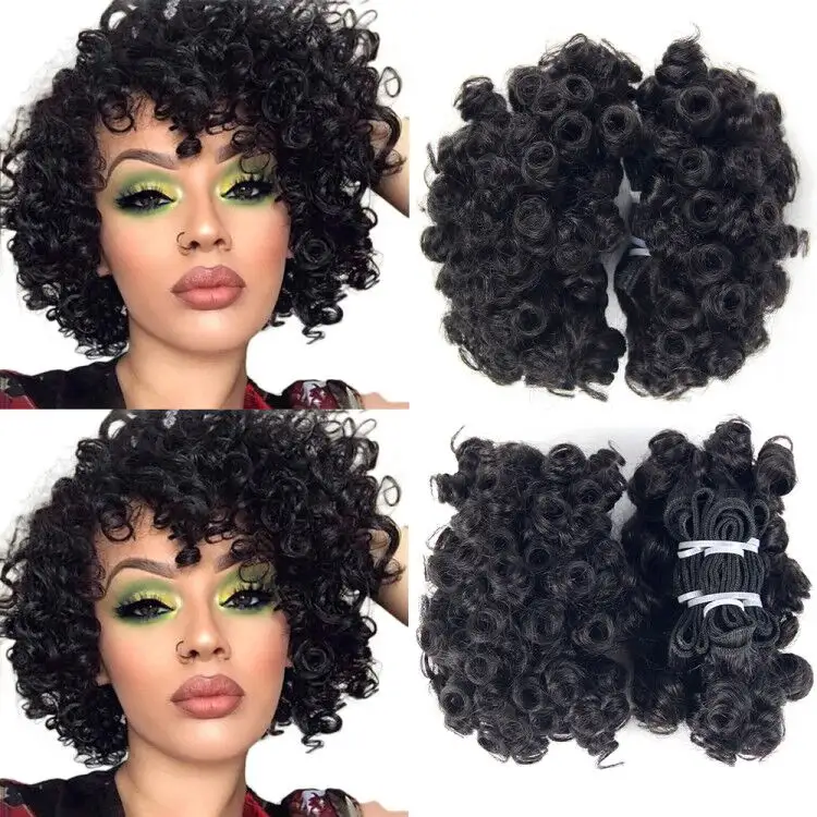 Cheveux vierges crus humains alignés sur les cuticules, 3 bunlde en 1 ensemble avec 35g/70g/105g Funmi Double Drawn Virgin Hair Product pour les femmes noires