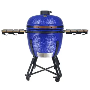 29 Inch Ngoài Trời Gia Đình Bên Cắm Trại Than Bbq Nướng Pizza Bếp Màu Xanh Kamado Gốm