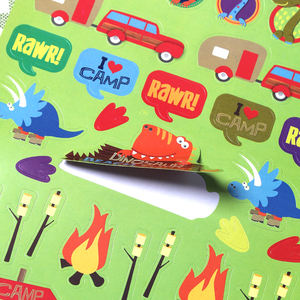 Libro di Adesivi a Tema Dinosauri e Campeggio in Spiaggia, Adesivi Assortiti per Bambini, Ideali per Insegnanti, Premi in Classe e Progetti Fai-da-Te - Product Image 3