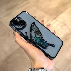 Cho Sang Trọng Cover Quay Lại <span class=keywords><strong>iPhone</strong></span> 15 14 13 12 14 Pro Cộng Với Max Bướm Mạ Điện Quicksand Trường Hợp Điện Thoại Với Máy Ảnh Bảo Vệ - Product Image 3