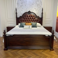 Ensemble de chambre à coucher classique américain en bois massif à prix avantageux, taille King & Queen, pour la maison, l'hôtel et la villa