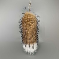 Porte-clés en fourrure d'animal douce avec queue de renard en peluche mignonne, porte-clés personnalisé en pompon, porte-clés en fourrure de raton laveur moelleux, porte-clés de voiture