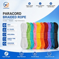 Cordon de survie OEM 550 Paracord, couleur personnalisée, Type III, 4 mm, 7 brins, nylon polyester, triple couche, toutes saisons, pour la fabrication de bracelets