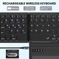 Clavier Bluetooth pliable pleine taille avec pavé tactile, rechargeable, ultra-fin, sans fil, compatible multi-appareils pour iOS/Android/Windows/