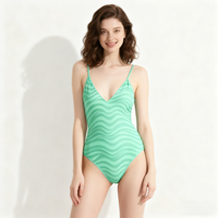 OEM ODM Op Maat Dames V-hals Eén Delige Zwempak Groothandel Nylon Spandex Snel Droogend Ademend Geprint Zwemkleding Rechtstreeks Van De Fabriek