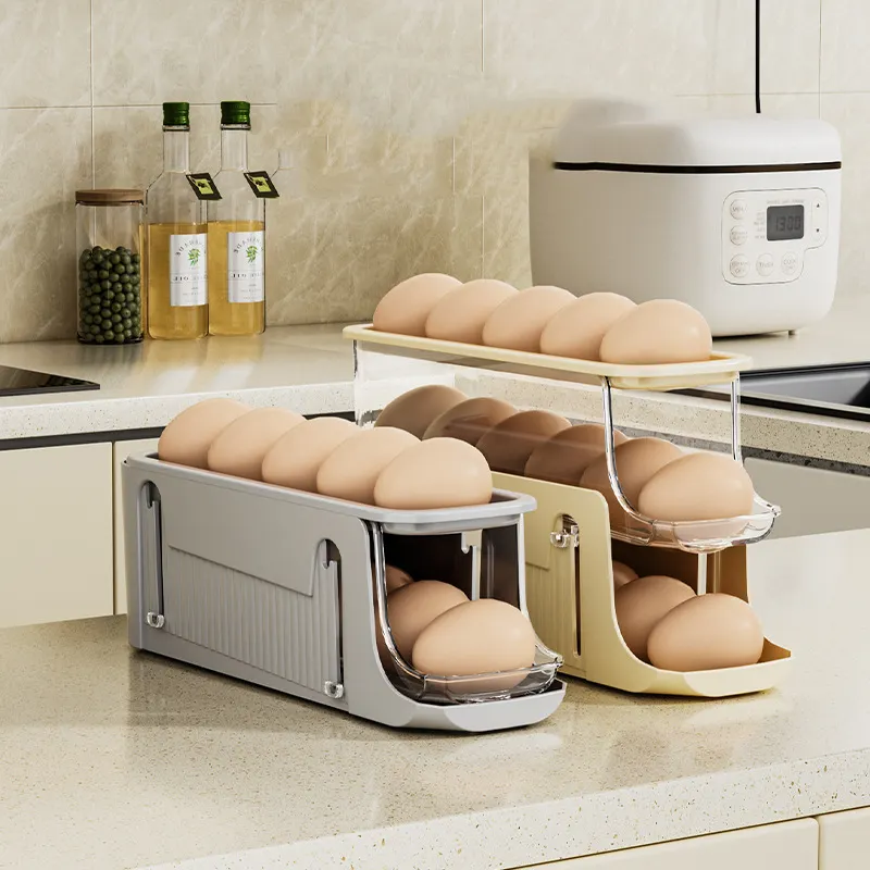 Platzsparender Kühlschrank automatischer Eierspender-Rack automatischer Eier-Roll-Organisator-Halter