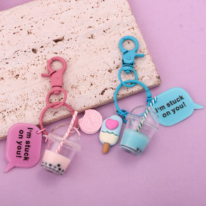 Dễ Thương Mini Ice Cream Sữa Trà Hình Dạng Với Tôi Bị Kẹt Trên Bạn Logo Keychain Cho Túi Phụ Kiện - Product Image 5