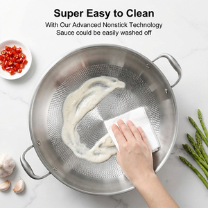 Wok Grande Triple <span class=keywords><strong>de</strong></span> Acero Inoxidable 316 Antiadherente, Wok Grande para <span class=keywords><strong>Cocina</strong></span> <span class=keywords><strong>de</strong></span> <span class=keywords><strong>Gas</strong></span> e Inducción, Wok <span class=keywords><strong>de</strong></span> 3 Capas Reforzado <span class=keywords><strong>con</strong></span> Tapa para Cocinar - Product Image 3