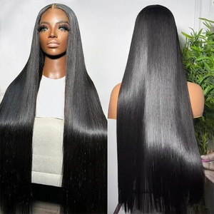 Cheveux longs perruque à franges raides avec <span class=keywords><strong>frange</strong></span> vierge brésilienne Remy pas cher cheveux humains fait à la machine perruques vente chaude pré plumé - Product Image 3