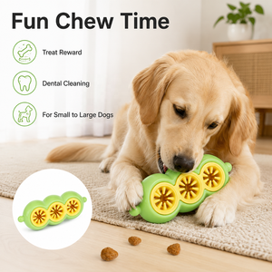 Jouet à mâcher pour chien en forme de coquille de pois, jouet distributeur de friandises, jouet de puzzle, nettoyage dentaire, jouet de dentition en silicone TPR pour chiens de petite à grande taille - Product Image 1