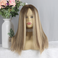 Prêt à Expédier le Plus Cher De Luxe Brut Vierge Européenne Cheveux Humains Remplacement Surbrillance Couleur Juif Casher Hd Lace Front Perruques