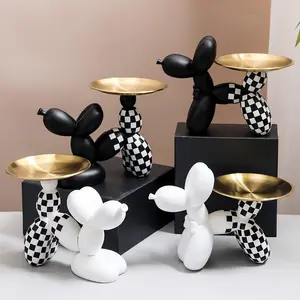 Balão de resina moderno nórdico para cachorro, bandeja de doces com chave, decoração minimalista, ideal para uso em grandes lojas