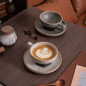 Ensemble tasse et soucoupe à café en céramique, rond, couleur unie, Chaozhou, pour le thé de l'après-midi - Product Image 2
