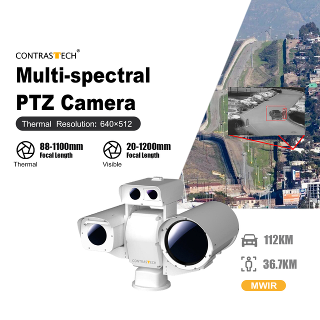 Multispectral PTZ Security Thermal Camera Visible MWIR With 12X Optical Zoom Lens for Security