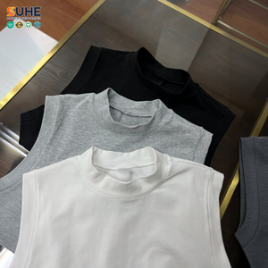 เสื้อครอปแขนกุดคอสูง SUHE สำหรับผู้หญิง ผ้าฝ้าย 92% สแปนเด็กซ์ 8% ทรงเข้ารูป คอสูง รับผลิตแบบ OEM ODM - Product Image 4