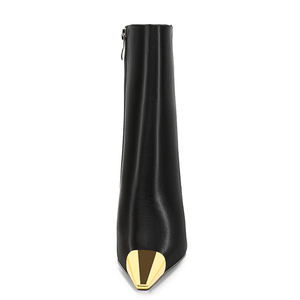 Dress Stiletto Gold Metal Toe Ankle Boots Sexy Women's Big Size 45 Short Boots High Heels Side Zipper Wide Fit <b>Shoes</b> - Product Image 3