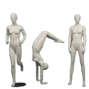 批发时尚玻璃纤维人体模型站立曲线逼真成熟白色全身女性人体模型