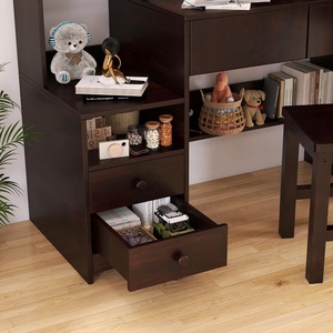 Juego de mesa y silla de estudio para niños, <span class=keywords><strong>escritorio</strong></span> de ordenador de madera <span class=keywords><strong>con</strong></span> 4 cajones para bebé para sala de estar de hotel o uso exterior - Product Image 5