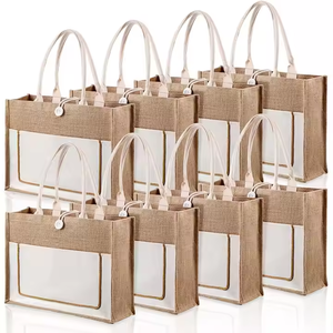 Wholesale Custom Large <strong>Jute</strong> Reusable Linen Hemp Hessian Grocery Burlap <strong>Jute</strong> <strong>Tote</strong> <strong>Bag</strong> With Pocket for Gifts Shopping - Product Image 1