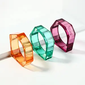 Women's Clear Resin Bracelet Cuff Fashion Crystal and Stone Jewelry Decoration Accessories for Girls Jewellery