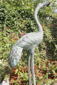 Sculpture de jardin de ferme taille réelle grande grue Figurine Statue extérieure à la main solide oiseau Antique Sculpture et pièce maîtresse - Product Image 6