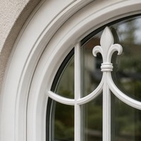 Fenêtre arquée en PVC sur mesure de haute qualité, design français, cadre grillagé décoratif, fenêtre de bâtiment pour projets de maisons de luxe
