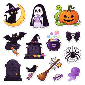 Autocollants personnalisés résistants aux UV, durables, en vinyle PVC imperméable, avec logo découpé, pour Halloween. - Product Image 1